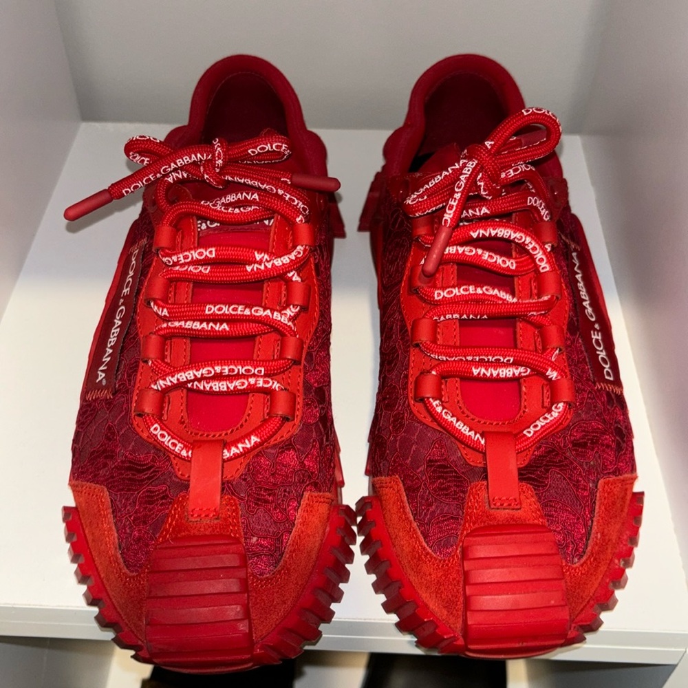 Dolce Gabbana D&G Women NS1 Slip on Sneakers in Mixed Materials-Red